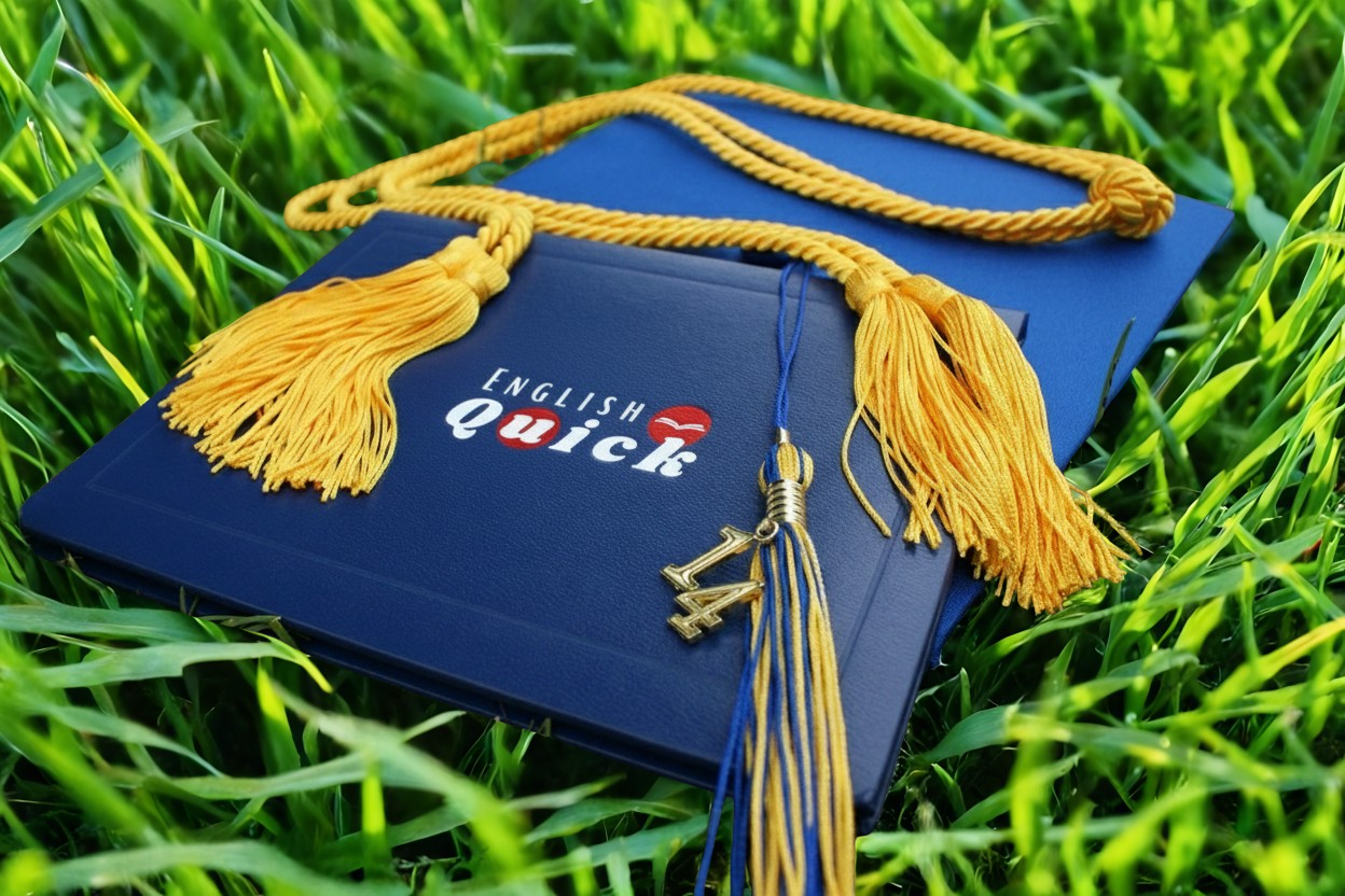 Estudiante feliz con su certificado de inglés
